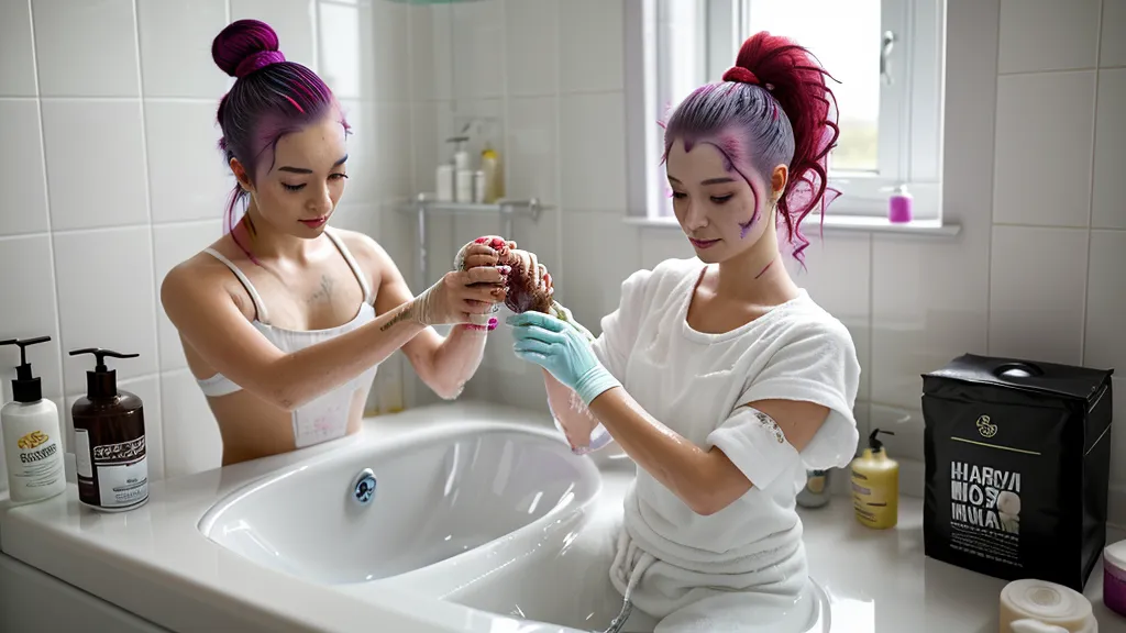 Extensión de pelo rosa intenso contrastando con una piel muy clara.